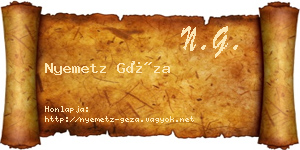Nyemetz Géza névjegykártya